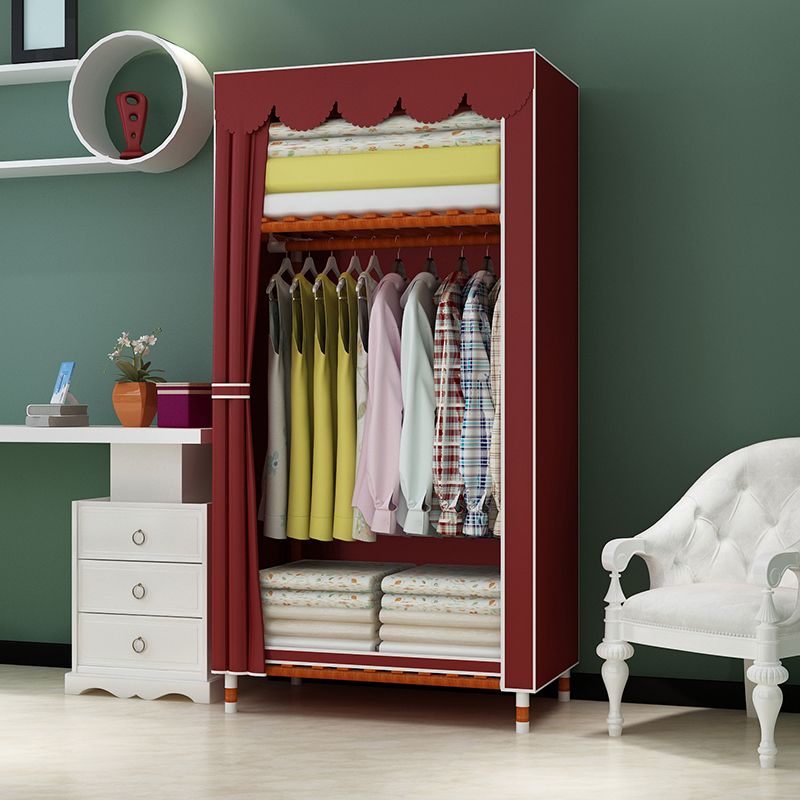 Meringue Wood Frame Wardrobe Cabinet Modern Style Wardrobe for Bedroom