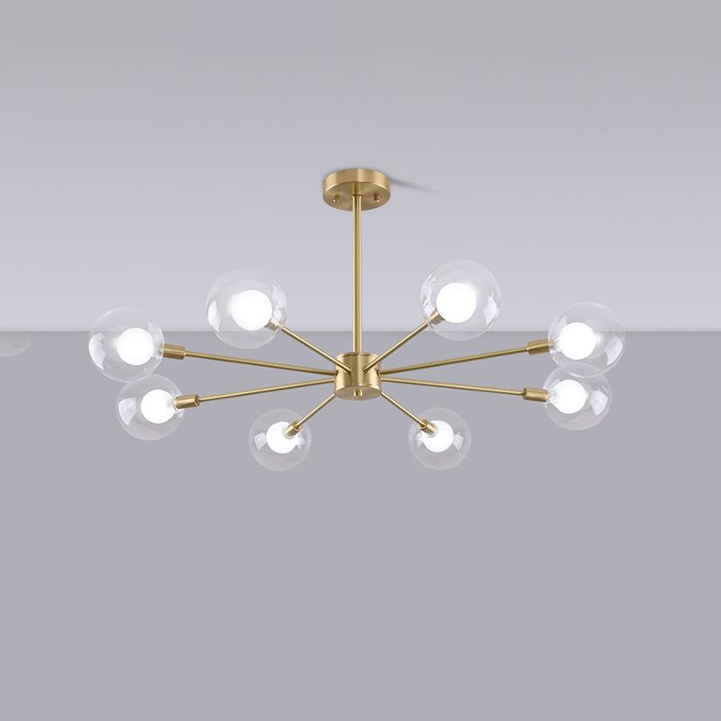 Globe kroonluchter verlichtingsarmaturen moderne multi-head gouden suspensie hanglampen met glazen schaduw