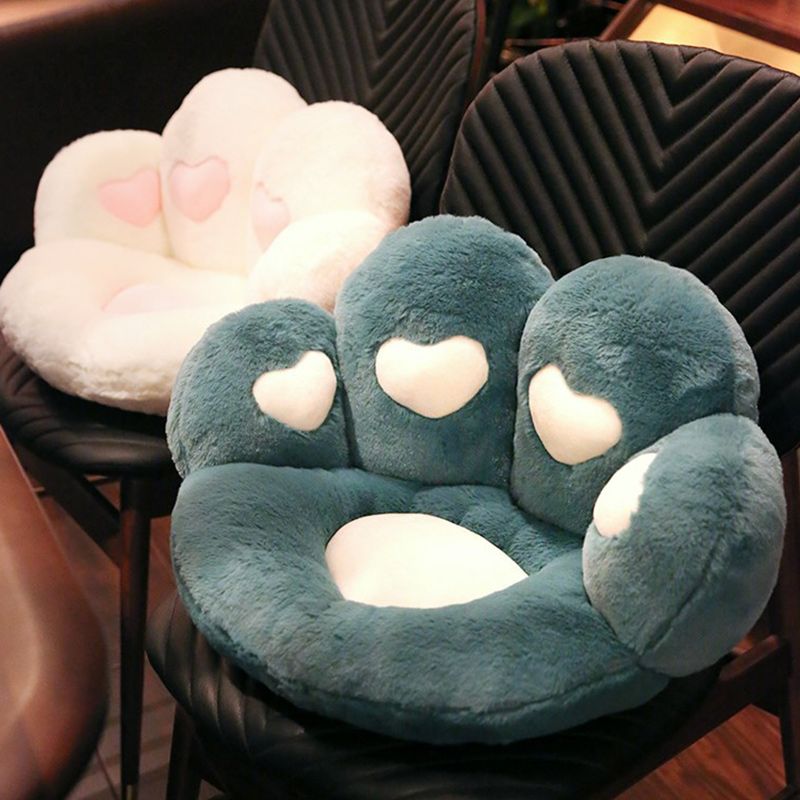 Contemporary Pouf Ottoman Velvet Upholstered Tear Resistant Cat Paw Shape Ottoman