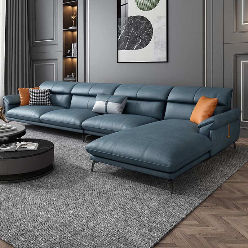 Modernism Flared Arm Sectional 4-Seater Faux Leather Sectional