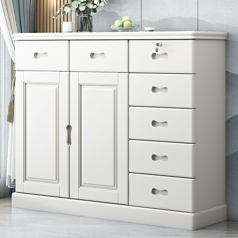 Rubberwood Accent Cabinet with Drawers Contemporary Storage Cabinet