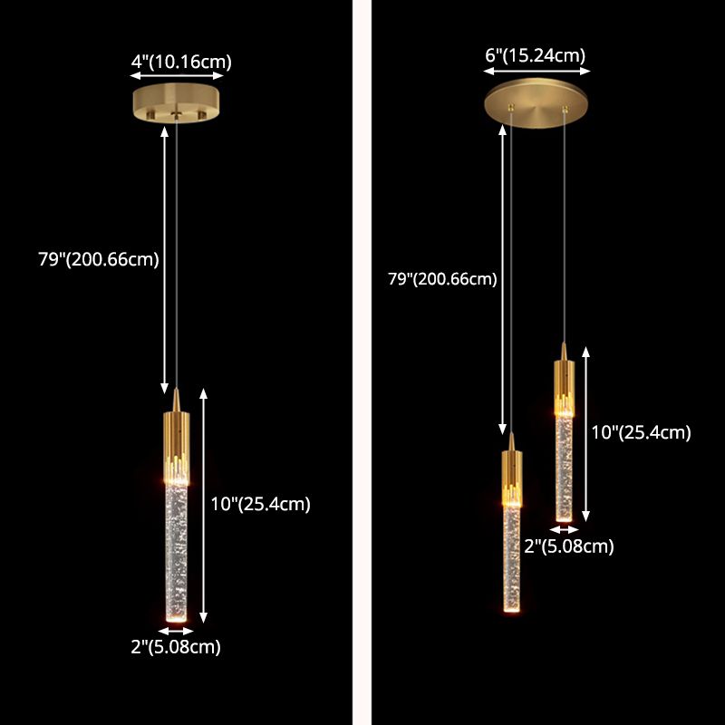 Luxury Cylinder Hanging Light, Minimalist Crystal Shade with Metal Top for Restaurant, Bar