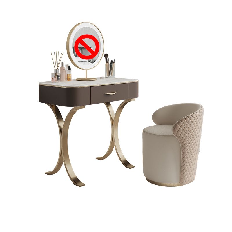 Wooden Glam Makeup Vanity Desk Beige Vanity Dressing Table Set with Drawer