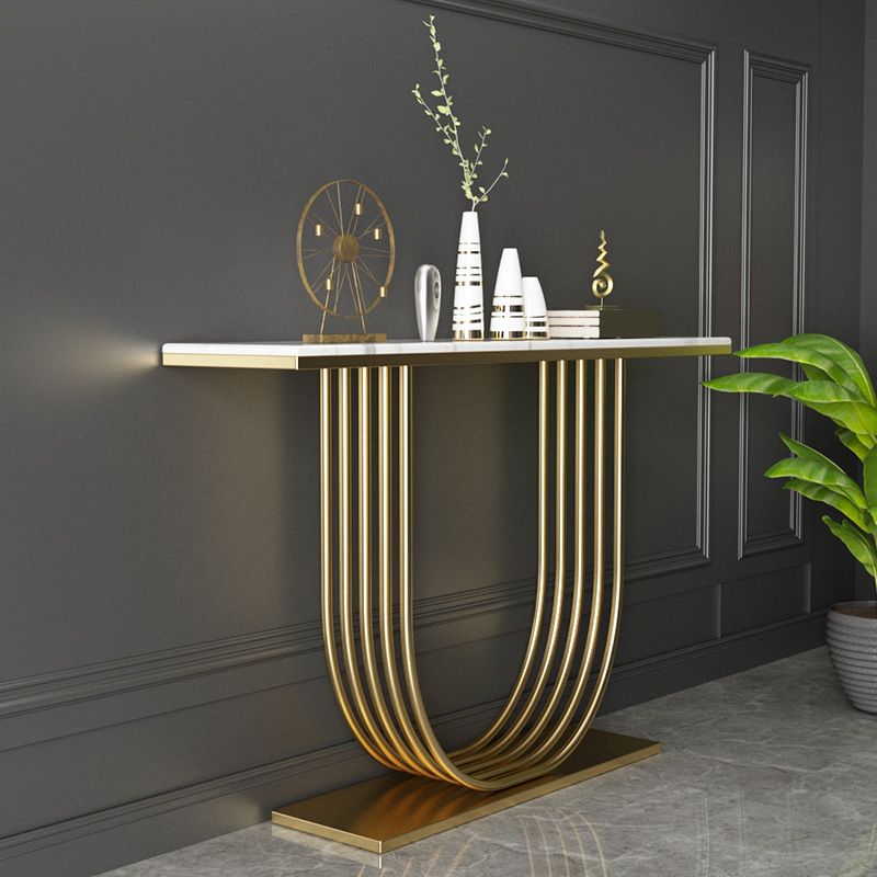 Glam Marble Console Table Rectangle Console Accent Table for Hall