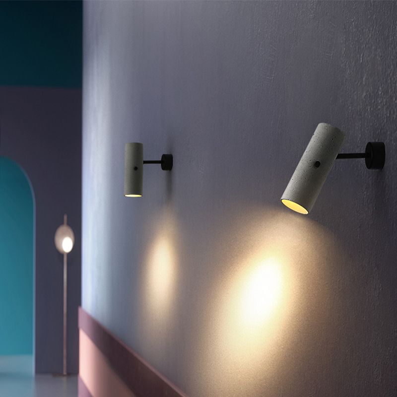 Lampada a parete cilindro lampada moderna a parete grigia a 1 luce con tonalità di cemento