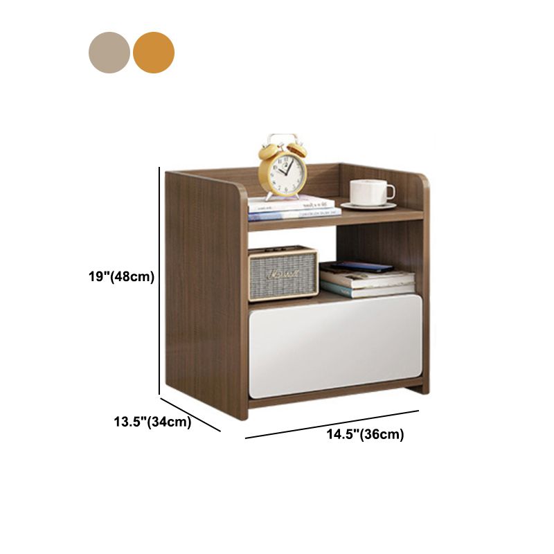 Modern Artificial Timber Bed Nightstand Medium Wood Night Table with Drawer