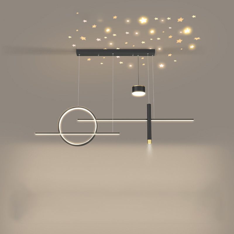 Zeitgenössische lineare Kronleuchterbeleuchtung Metall Island Deckenleuchte für Küche