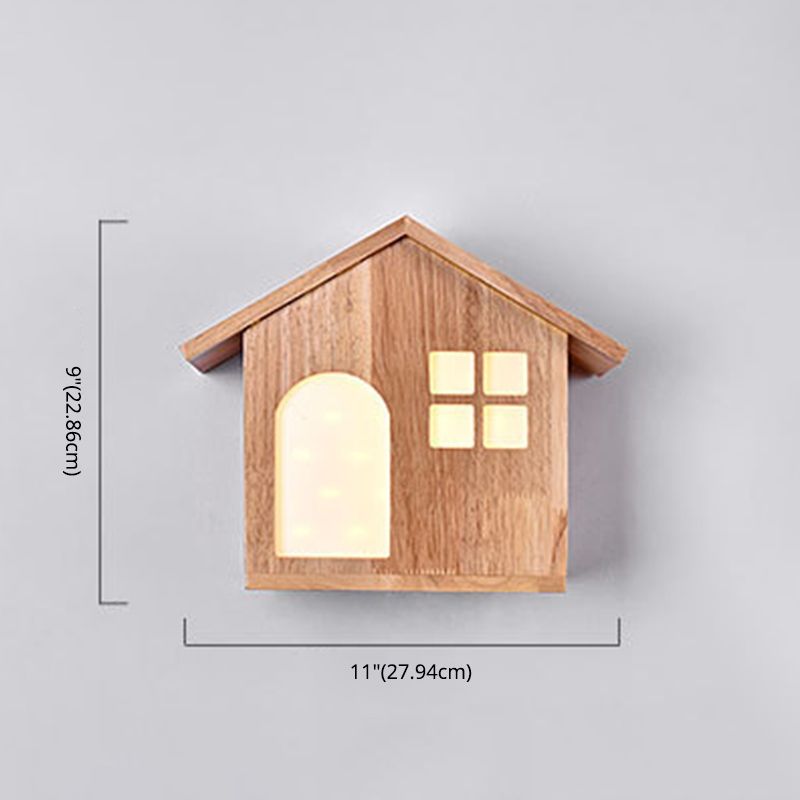House Shape Wall Mounted Lamps Modern Simplicity Wood Wall Sconce for Living Room