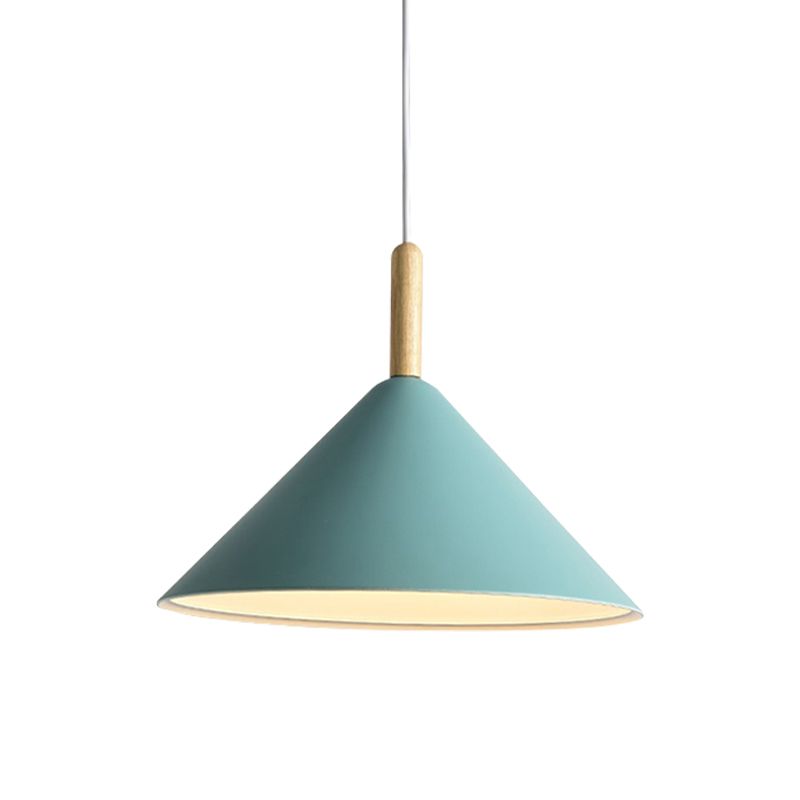 Cono Luz colgante de metal moderno 1 luz colgante de color amarillo/azul, 12.5 "/16.5" Dia