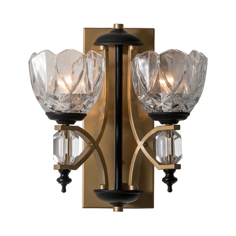 ARME CURVE SPCONCE METAL LEIL TRADITIONNEMENT 2 TEMPLES ÉCLAIRAGE MUR LASS AUCUNE AVEC DOME PRISMATIQUE DE VERRE