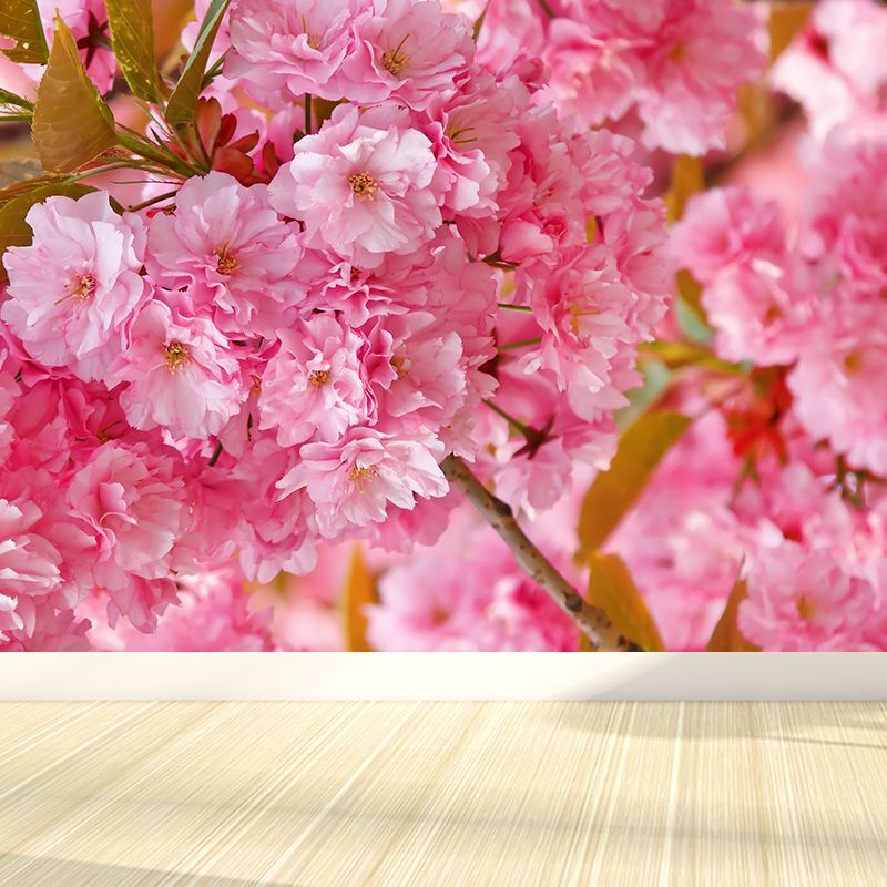 Huge Flower Landscape Mural Decal Pink Non-Woven Wall Art for Home Decor, Personalised