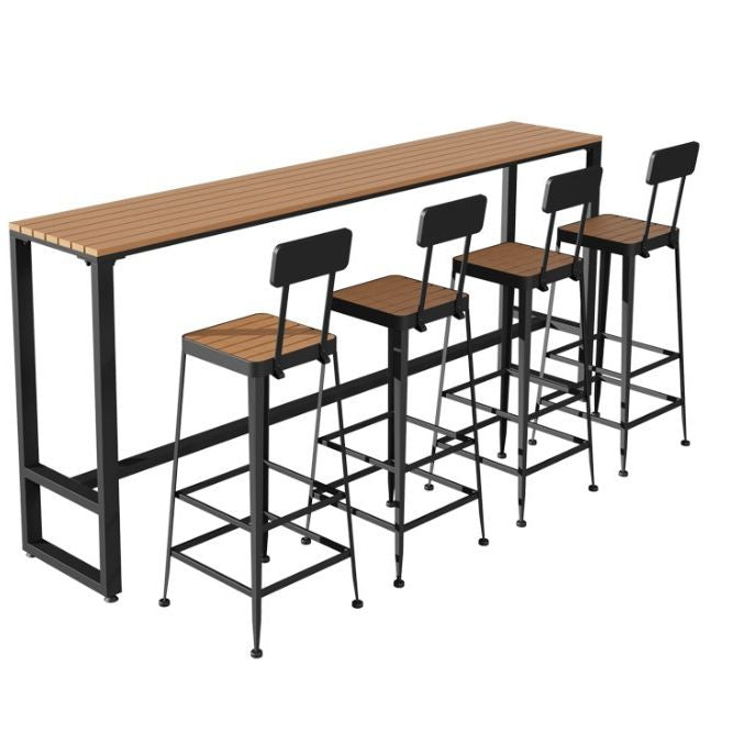 Rectangular Faux Wood Bar Table Set 1/2/5 Pcs Industrial Bar Set
