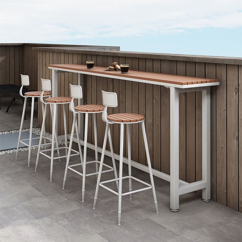 Industrial Metal Counter-height Stool Footrest Low Back Outdoor Counter Bar Stool in Black