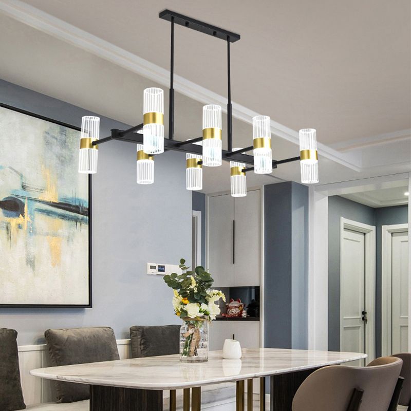 Metal Cylinder Island Pendant Modern Multiple-Light Island Lighting in Kitchen
