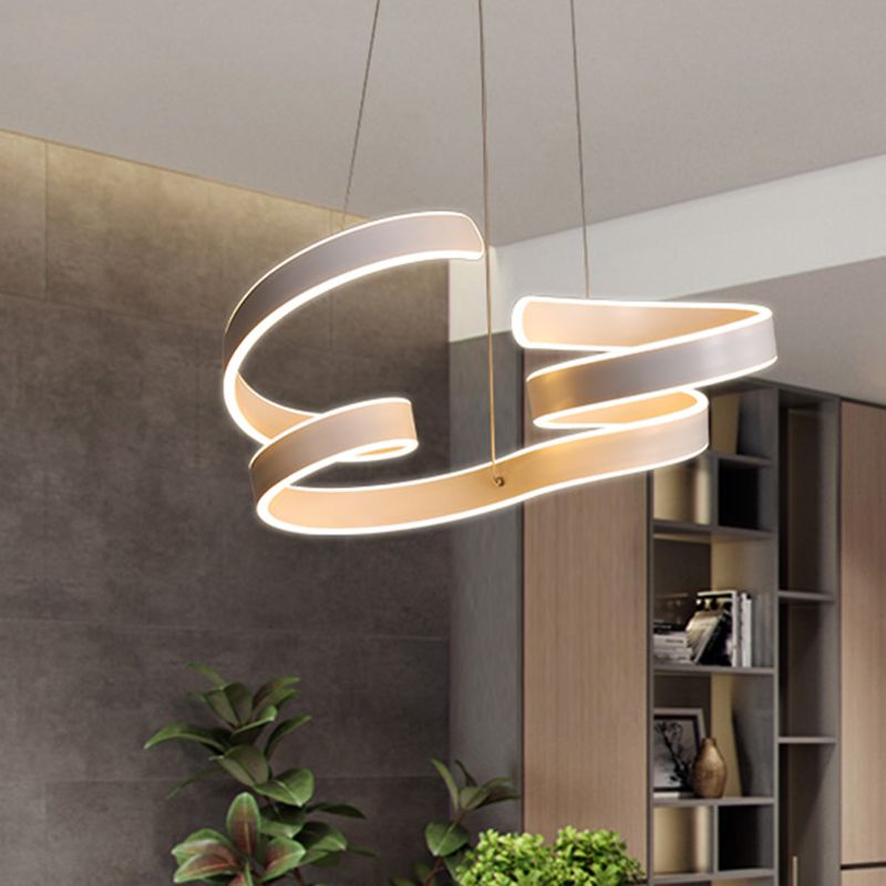 Twisting Acrylic Ceiling Light Modern LED White Chandelier Pendant in Warm/White Light