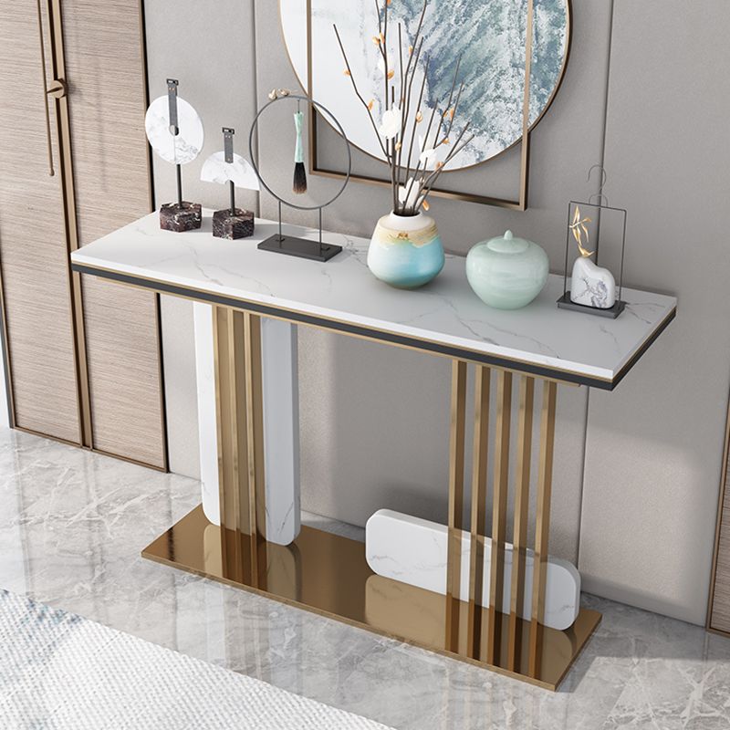 Glam Marble Rectangle Console Table 1-shelf 31.5" Tall Accent Table