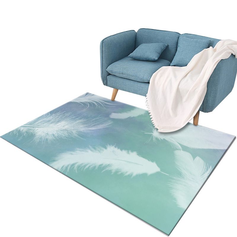 Alfombra de poliamera de color azul claro alfombra de interior de ciervo para sala de estar para sala de estar