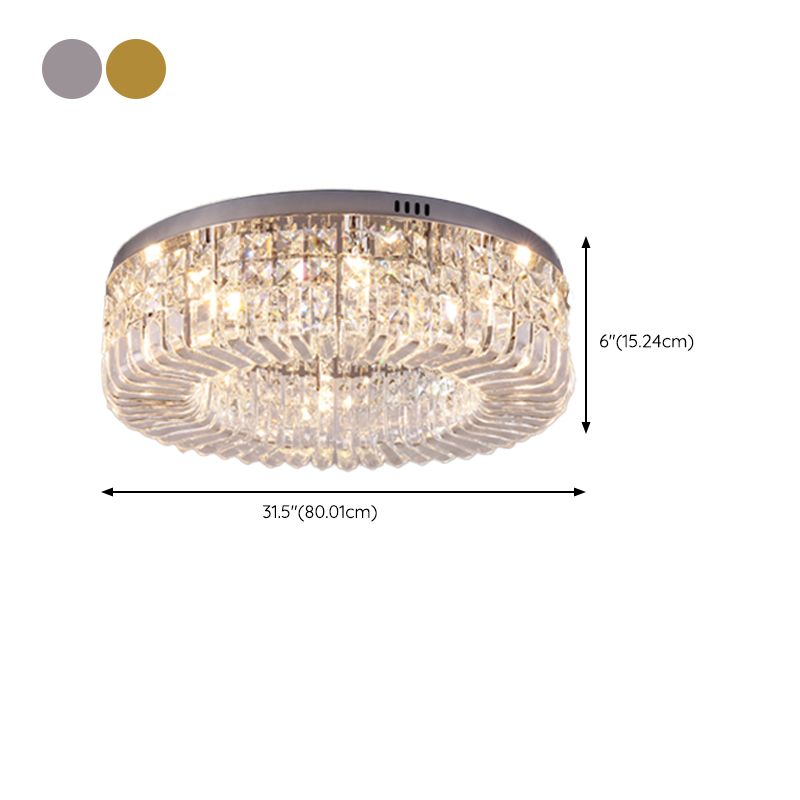 Contemporary Flush Mount Ceiling Light Crystal Flush Light for Living Room