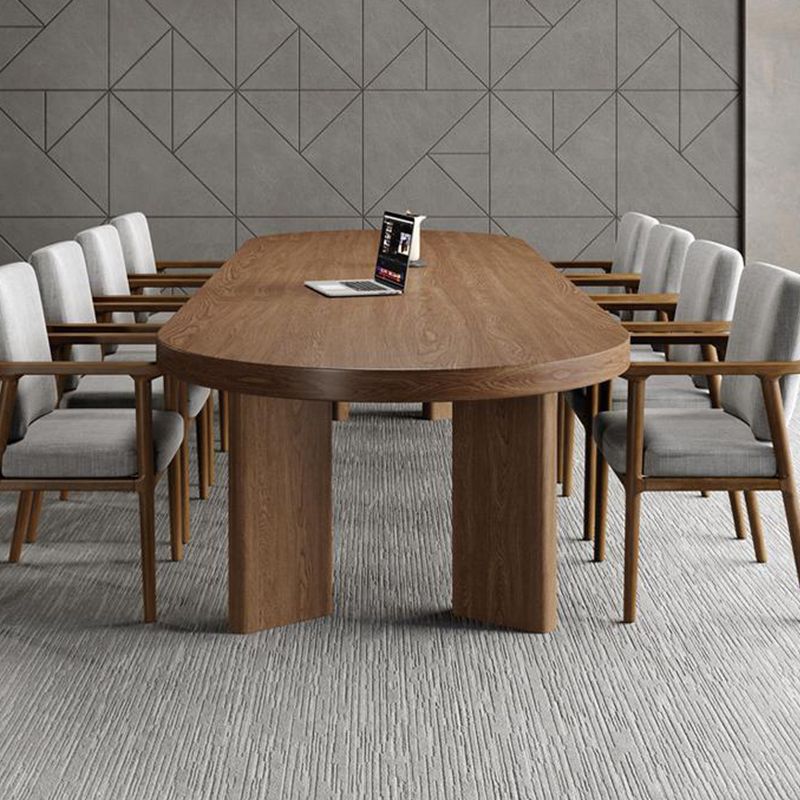 Mesa de comedor con tapa de madera de pino Mesa de comedor ovalada moderna con 4 patas