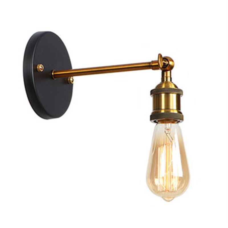Metalen rechte arm Wandverlichting Fabriek fabriek 1 lamp eetkamer muur gemonteerd licht in zwart en messing