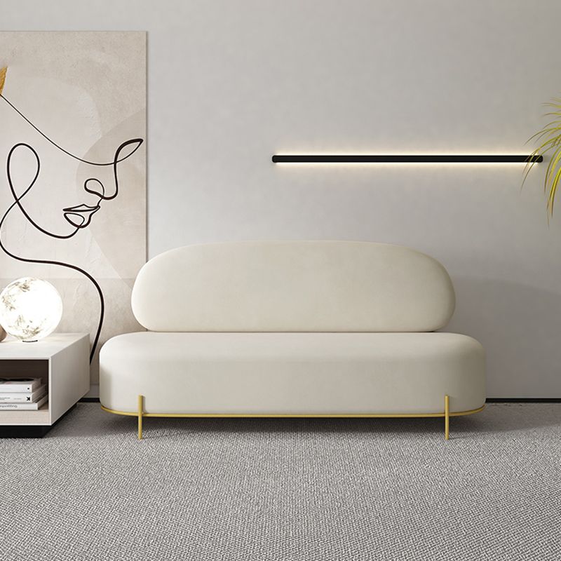 Contemporary White / Orange 31.5" H Velvet Armless Sofa for Living Room