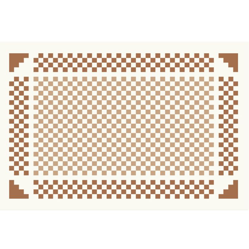 Brown Modern Carpet Plaid Pattern Polyester Area Rug Stain Resistant Rug for Home Decor