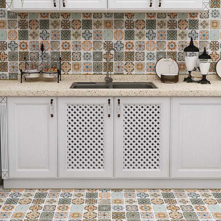 Spanish Pattern Singular Tile Water Resistant Peel & Stick Tile for Backsplash Wall