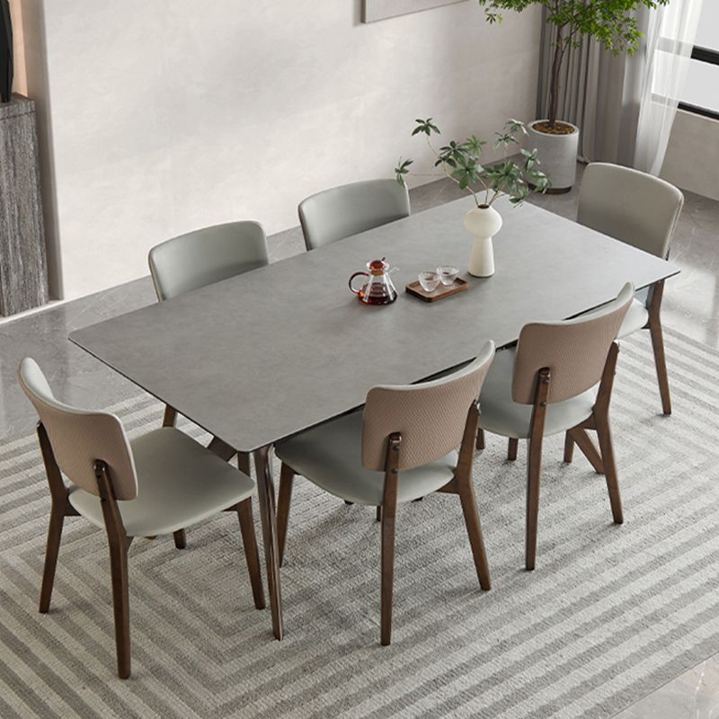 Medieval Modern Sintered Stone Top Dining Table Rectangle Kitchen Table with 4 Legs
