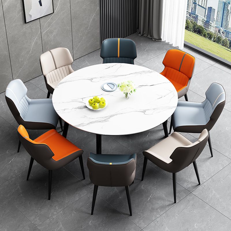 Contemporary Leather Side Chair Wingback Side Chair for Dining Room