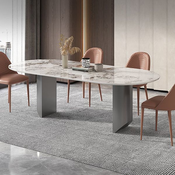 Metalen traditionele luxe ovale tafel Gesinterde stenen tafel voor eetkamer