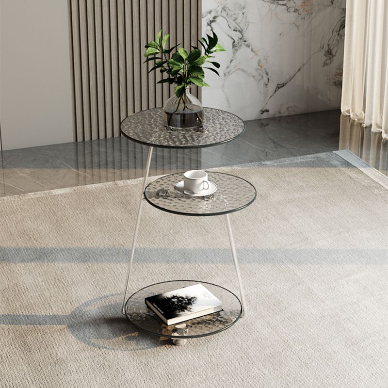 22.83 inch Tall Frame Side Table Modern Round Glass Side End Table