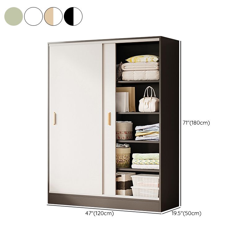 Contemporary Freestanding Wardrobe Armoire Wood Sliding Doors Wardrobe