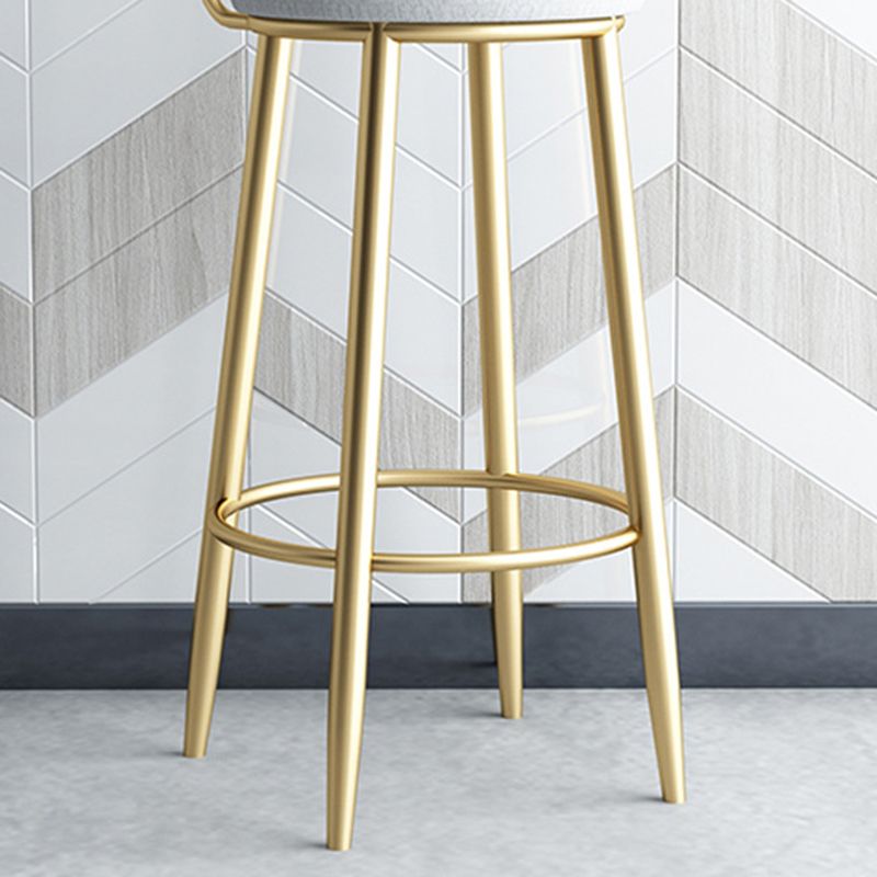 Glam Armless Backrest Counter Stool Iron Bar Stool with Cushion and Pedal for Kitchen Use