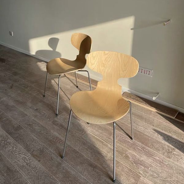 Modern Wood Chair Open Back Dining Side Furniture in Matte Finish
