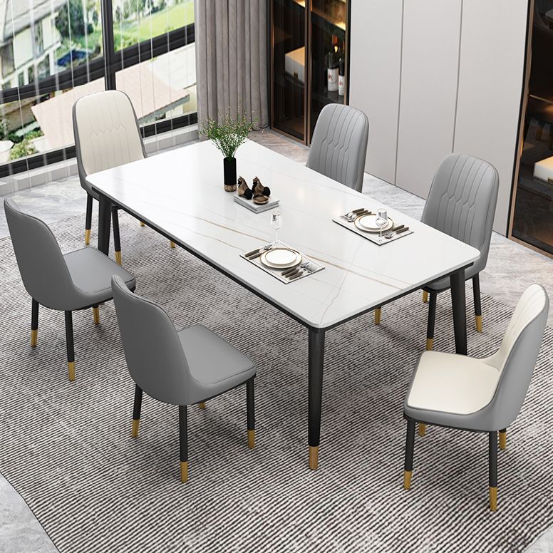 Industrial Style Home Sintered Stone Dining Table Rectangle Shape Table with 4 Legs Base