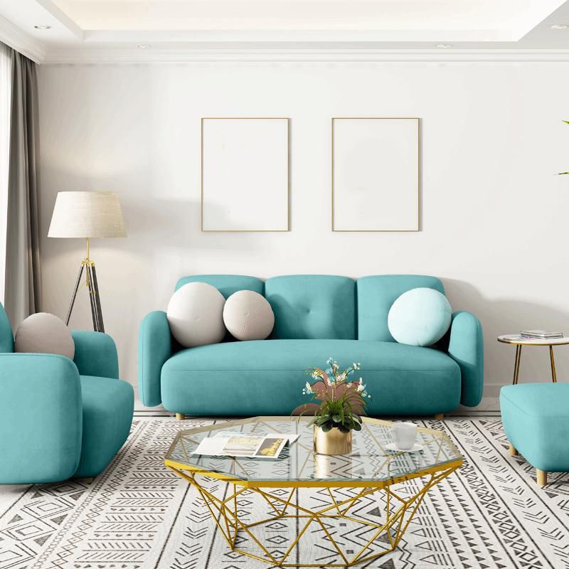 Ultra-Modern Cushions Rolled Arm Living Room Stationary Settee
