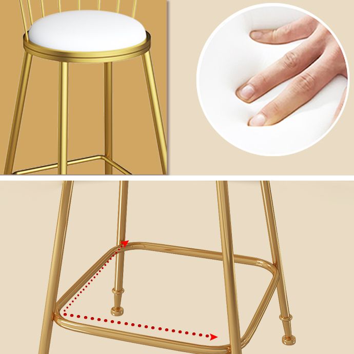 Glam Metal Barstool Plastic Counter Stool in Matte Finish for Indoor