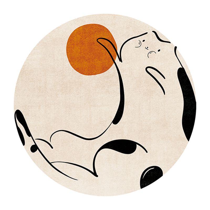 Round Cartoon Rug Modern Polyester Indoor Rug Stain Resistant Washable Area Carpet for Home Decor