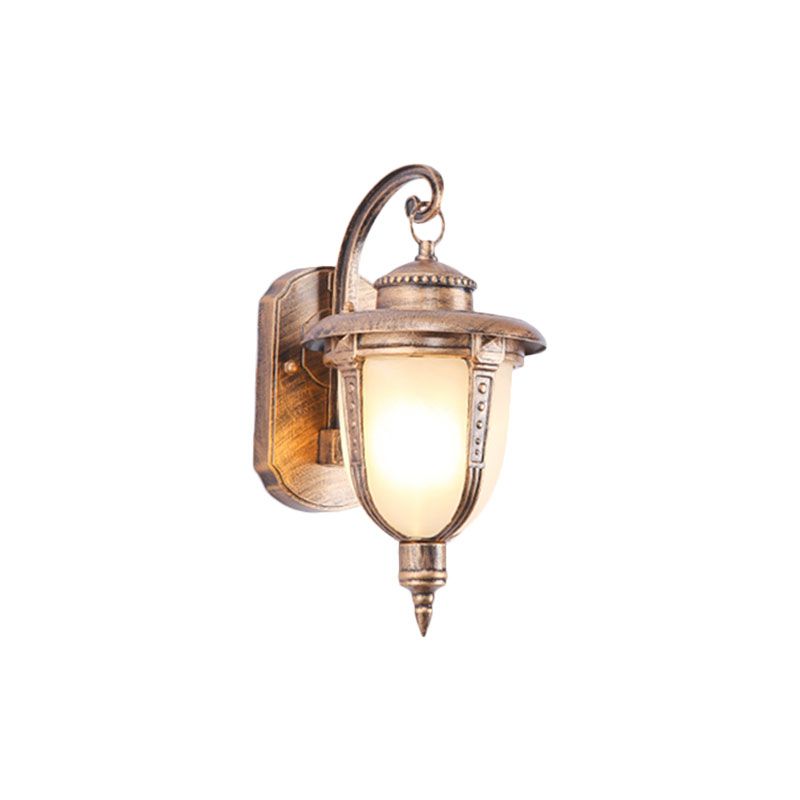 Traditional Bell Wall Mount Light Single Opal Glass Wall Light Fixture for Outdoor