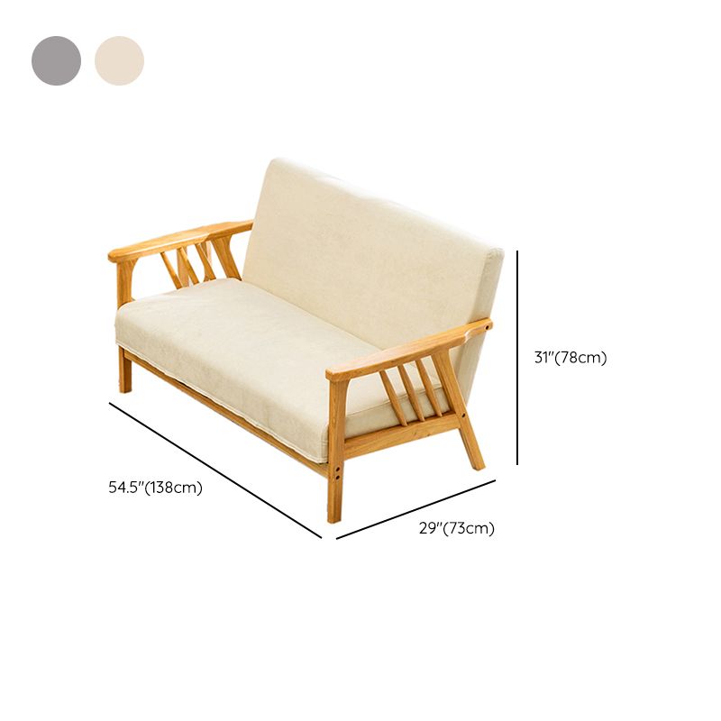 Square Arm Sofa Solid Wood Pillow Back Seating for Living Room