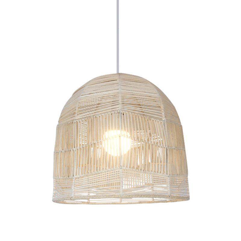 1 cabeza de cesta de canasta Iluminación Lámpara de suspensión de techo de bambú chino en madera para restaurante