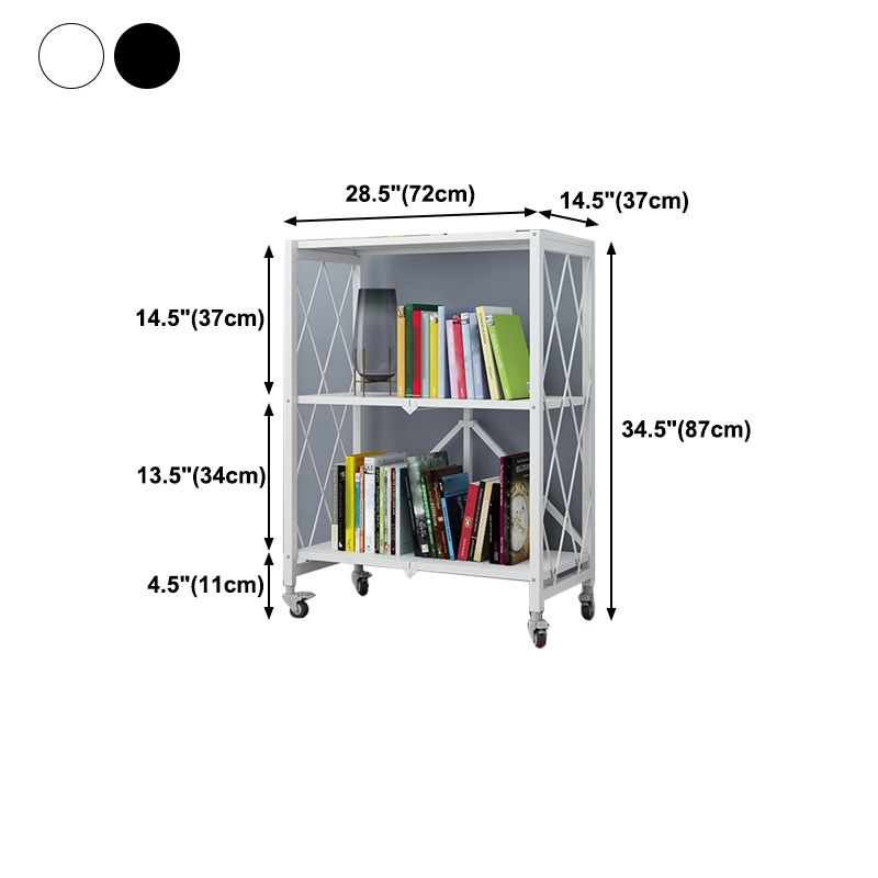 Industrial Folding Steel Etagere Bookshelf Open Bookshelf with Caster Wheels