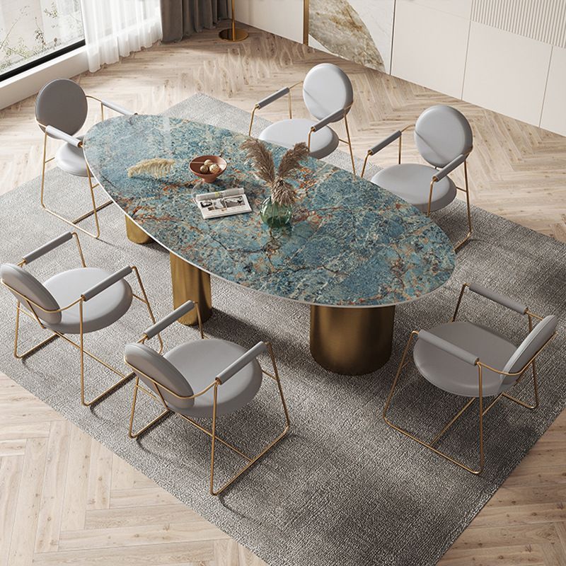Metal Traditional Luxury Oval Indoor Table Marble Top Table with 3 Legs