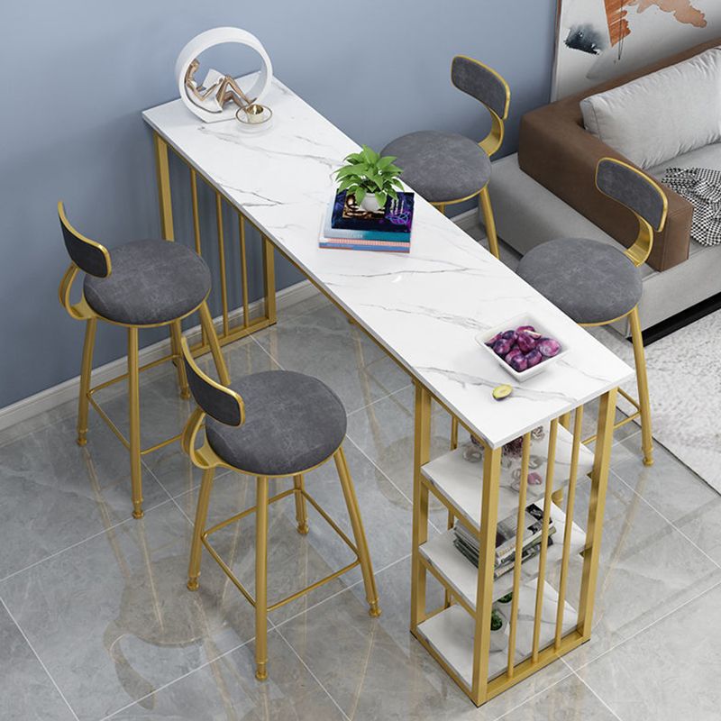 Modern Style Bistro Bar Table Rectangle Wine Rack Bar Table for Living Room