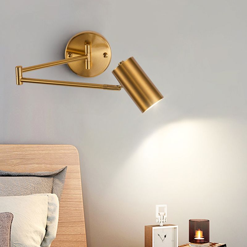 Lámpara de pared ajustable de aluminio electroplacado en la luz de pared cilíndrica de hierro de estilo de lujo moderno