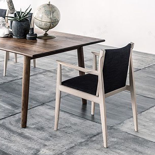 Modern Rectangle Dining Table Solid Wood Fixed Table with 4 Legs
