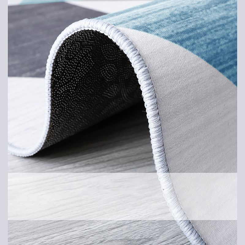 Grey Modern Area Rug Geometric Pattern Polyester Rug Non-Slip Backing Rug for Living Room