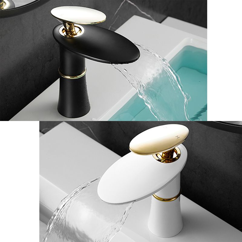 Modern Bathroom Sink Faucet Lever Handle Waterfall Spout Sink Faucet