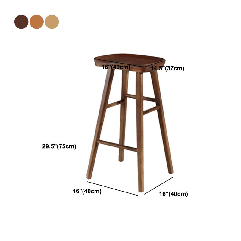 Modern Footrest Counter Chair Saddle Seat Solid Wood Bar Stool in Coffee Shop
