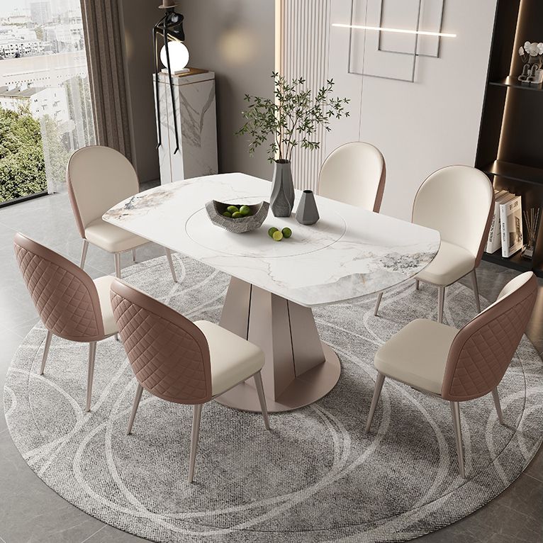 Modern Sintered Stone White Dining Room Set Space-Saving Design Dining Table Furniture